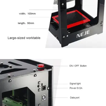 NEJE DK-8-KZ 1000/2000 do inversor/3000mW Profissionais DIY Desktop Mini CNC Laser Gravador Cortador de Gravura de Madeira, Máquina de Corte a Router