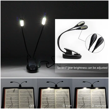 Portátil, Flexível e Dobrável 8 LEDs de Orquestra e de Música de Piano Pontuação Luz de Stand Clipe de Leitura, Lâmpada de Luz do Livro Prendedor de Lâmpada de Mesa LED