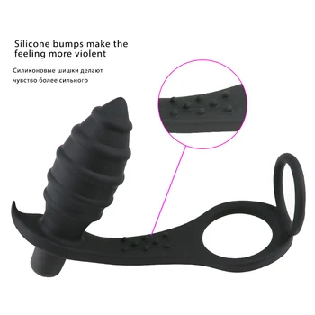 Masculino Massagem de Próstata Bullet Vibrador Plug Anal com o Macho Anéis de Silicone G-spot Estimulador de Adultos Plug anal Brinquedos Sexuais Para Homens Gays