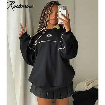 Rockmore Gótico Longo Camisolas Para As Mulheres Carta Impressa Plus Size Streetwear Harajuku Casacos De Moletom Moda Outono 2020