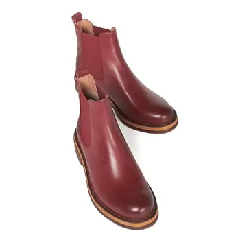Krazing pote de couro genuíno com gradação de cor francês romance do dedo do pé redondo med saltos preguiçoso design slip na temporada de inverno ankle boots L81