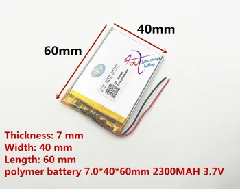 3.7 V bateria de polímero de lítio 704060 074060 2300mah MP5 7 polegadas MP4 navegador de produtos de segurança