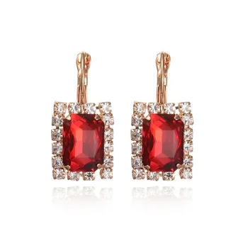 1Set Luxo Elegante Design de Moda de Nova Pedra Vermelha Opala Gota Cheia de Colorido Austríaca de cristais Queda de Jóias de Casamento Conjuntos de Mulheres Presente