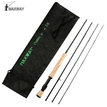 Maxway Starter Fly Fishing Rod 2.1 M 2,7 M 30T de Fibra de Carbono Vara de Pesca De Truta,Salmão,Aço, Cabeça de Peixe 4 Seções 3/4 5/6 7/8WT