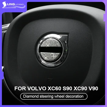 Para a Volvo XC60 S90 XC90 v90 s60, v60 metal+Strass volante centro de guarnição decoração autocolante 2ps diodo Estilo Carro Acessórios