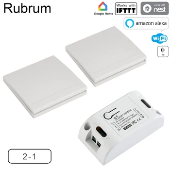 Rubrum RF 433 110V 220V Receptor Smart Wifi Doméstica Controle Remoto sem Fio Inteligente Inteligente Vida/Tuya APLICATIVO Funciona com Alexa Inicial do Google