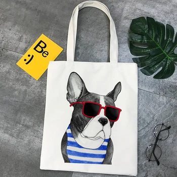Bulldog francês saco de compras bolso bolsas de tela de compras eco shopper saco reutilizável bolsas ecologicas bolsas reutilizables cabas