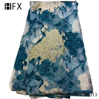 HFX tecido Jacquard tecido agradável olhar de pena bordado em tule de malha de tecido de renda DYS179 com boa qualidade para o vestido de festa H2862