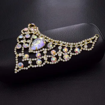 DIY 2pcs de Luxo AB cor do cristal de rocha Colares Gargantilhas para as mulheres Decote do Vestido de Costurar no Casamento Acessórios de Cabelo MN-074
