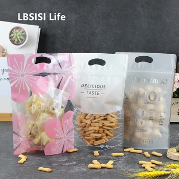 LBSISI Vida 50pcs Doces Cookie Biscoitos Zipier Saco de Comida de Plástico de Embalagem de Presente, Sacos Com Alça