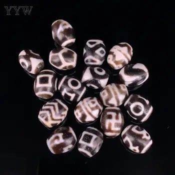 20PCs/Lot Oval 18x22mm Natural Tibetan Dzi Beads Vintage Buddhism Loose Stone Beads for DIY Retro Bracelet Necklace Jewelry