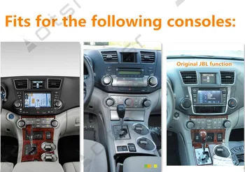 128 gb de ROM Para Toyota Highlander 2007-2013 JBL Android 9.0 Tesla estilo Vertical de tela PX6 Carro GPS de Navegação de Jogador CARPLAY