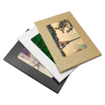 10.2*15.5+0.5 cm Papel Kraft, cartão Postal Caixa Dobrável de Fotos Caixa Com Janela de DIY Cartão Embalagem Caixa de Exibição Titular de Armazenamento