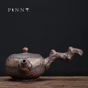 PINNY Madeira Morta Alça Lateral Bule de Cerâmica Antiga de Chá de Panela Criativo Pigmentadas Copos de Kung Fu Chinês Serviço de Chá