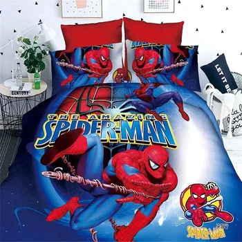 Disney homem-aranha filhos conjunto de cama de capa de edredão fronhas 3/4pcs filhos conjunto de roupa de cama