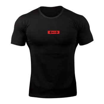 2019 Marca Homens T-shirt de musculação fitness mens tops de algodão de lazer, academias de camisolas de Algodão de Manga Curta apertado moda Tshirt