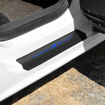 4Pcs Estilo Carro de Fibra de Carbono Porta do Carro Protetor de Soleira Adesivo Decalque Para BMW X1 X2 X3 X4 X5 X6 X7