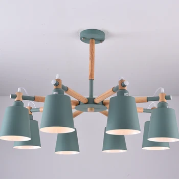Moderno e minimalista de madeira suporte de DIODO emissor de luz E27 colorido abajur lustres para cozinha, sala de estar, quarto de estudo apartamento