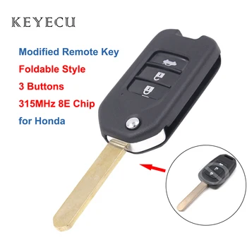 Keyecu para Honda Accord Ajuste Odyssey 2006 2007 Remoto chaveiro de 3 Botões 315MHz 8E Chip Chave do Carro