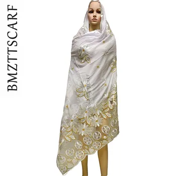 Alta Qualidade de Mulheres Africanas Cachecóis muçulmano bordados de algodão macio grande lenço para xales envolve pashmina BM937