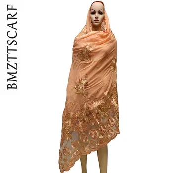 Alta Qualidade de Mulheres Africanas Cachecóis muçulmano bordados de algodão macio grande lenço para xales envolve pashmina BM937