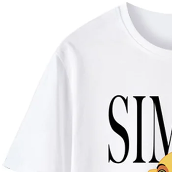 Disney Elegante de SIMBA, O Rei Leão, Rei da Selva Cartoon Impressão Mulheres T-Shirt O-Pescoço Camisola de Manga Curta Casual Tee Tops