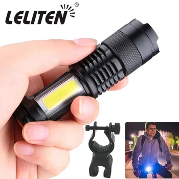 USB Recarregável luz de bicicleta Lanterna LED ZOOM Tocha Zoomable Lanterna elétrica de Acampamento de Bicicleta lâmpada + Com Construído na bateria