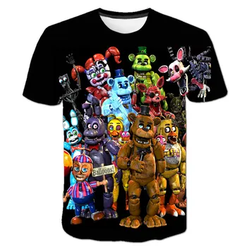 Cinco Noites Em Freddys Camisas Para Meninos Adolescentes Roupas de Halloween Horror t-shirt FNAF Traje Crianças Manga Curta Meninos Vestuário
