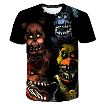 Cinco Noites Em Freddys Camisas Para Meninos Adolescentes Roupas de Halloween Horror t-shirt FNAF Traje Crianças Manga Curta Meninos Vestuário