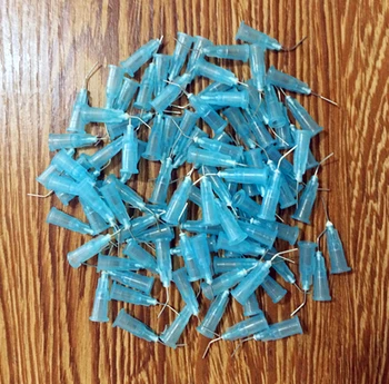 Odontologia Pré-Curvadas Aplicador Dicas de 25 Ga Azul Fluxo Composto Agulha da Seringa 200Pcs/set para venda