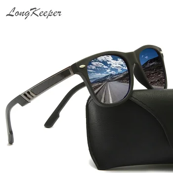 LongKeeper TR90 Óculos de sol Polarizados Homens Praça Flexível de Condução de Óculos de Sol de Marca Famosa Macho Mulheres UV400 Óculos de Desporto oculos