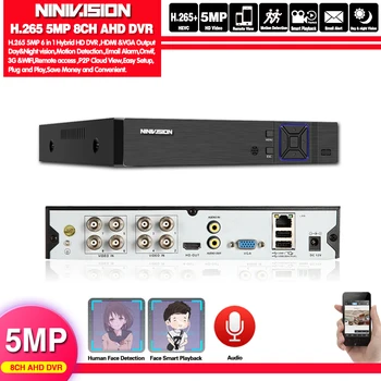 O rosto Humano de Detecção de H. 265 8CH AHD 5MP de vigilância DVR, NVR 8 canais de 5MP até 16CH 1080P de Segurança 3G WIFI gravador de vídeo DVR
