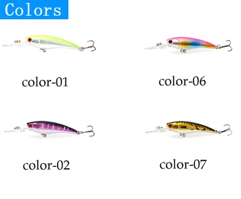 10pcs minnow isca de Pesca de hard baits conjunto de 10 cores com 9cm de 7g