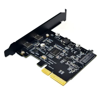 USB 3.1 pci-express e 10Gbps PCI Express X4, X8 X16 PCI-E USB Duplo 3.1-Tipo C Adaptador de Placa de Expansão expresscard de видеокарта