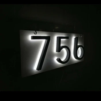 Levou ao ar livre impermeável casa do nome de figuras exterior acrílico metal iluminado casa de números de sinais para a porta do apartamento de