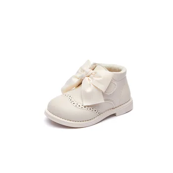 Princesa Bebê Meninas de Moda Arco Outono Inverno Ankle Boots 2020 Crianças Sapato Para Crianças PU de Couro e Botas Quentes 1 2 3 4 5 6 Ano