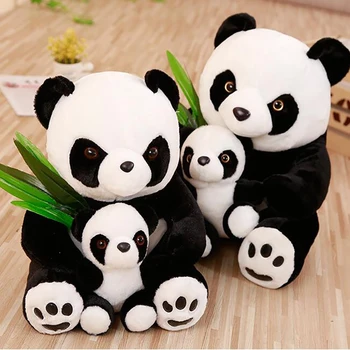 25/30cm de Alta Qualidade do Luxuoso Panda Brinquedos de Pelúcia Sentado Mãe e o Bebê Panda Bonecas Macias Almofadas de Brinquedos
