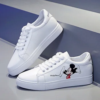Dos desenhos animados de Disney do Mickey mouse chinelos de verão senhoras moda de nova selvagem televisão preguiçoso sem salto sandálias brancas pequenas