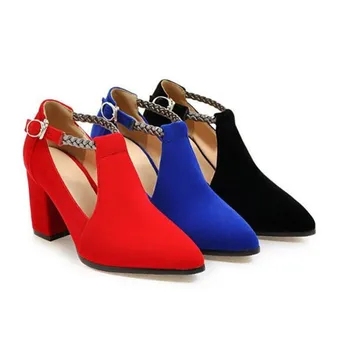 Mulheres Bombas De Salto Alto Sapatos De Senhoras Elegantes Dedo Apontado De Casamento Sapatos Femininos 2019 Moda Primavera Tamanho 33-43 Azul Preto