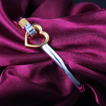 YANHUI Original 925 Prata Pura Forma de Coração Bracelete Pulseira de Ajuste Para as Mulheres Garota Dom Do Amor XRXB223