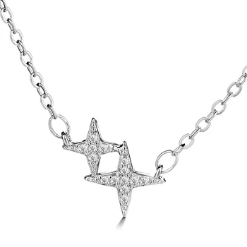 Prata 925 Esterlina de Cristal Estrelas Charme Colares e Pingentes Para as Mulheres de Jóias de Casamento Gargantilhas dz852