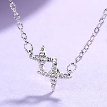 Prata 925 Esterlina de Cristal Estrelas Charme Colares e Pingentes Para as Mulheres de Jóias de Casamento Gargantilhas dz852