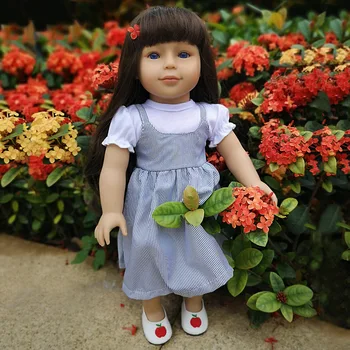 Boneca americana de Brinquedos de 18 polegadas de 45cm do Bebê de Silicone Boneca Que parecem Reais Presentes de Aniversário de Moda de Pelúcia Boneca Brinquedos Playmate Brinquedo