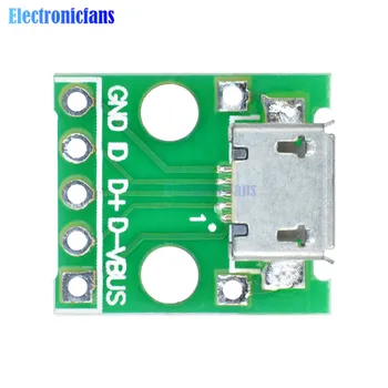 50Pcs/Monte MICRO USB para DIP do Adaptador de 5Pin 2.54 mmDip Fêmea Conector Micro Usb Tipo do PWB do Painel de Conversor