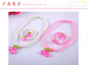 KITTY coreano crianças do sexo feminino menina Departamento de jóia colar de pérolas pulseira anel de três peças de conjunto / 500set/ monte