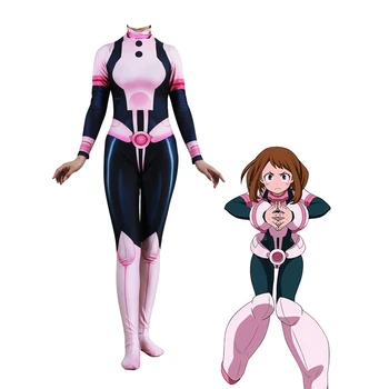 Mulheres, Crianças Anime 3D Mulher Meu Herói Academia Boku no Herói Academia OCHACO URARAKA Cosplay Traje de Zentai Body Suit Macacões