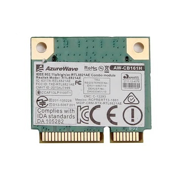 Banda dupla Realtek RTL8821 AW-CB161H Wifi Placa Wlan Bluetooth 4.0 Combo sem Fio Metade Mini Adaptador PCI-E 433Mbps 802.11 ac