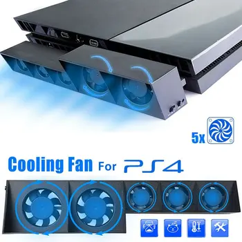 Para PS4 o console de geladeira ventilador de refrigeração para PS4 externo USB 5-ventoinha de controle de Temperatura para o console Playstation 4