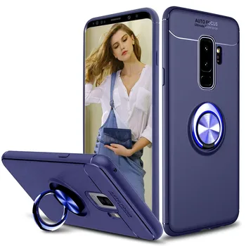 Caso do suporte com Anel de Silicone para Samsung Galaxy S9 Plus Azul