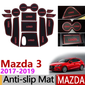 Antiderrapante, Porta Níqueis Tapete de Borracha Montanha-russa para Mazda 3 mil milhões de euros Axela 2017 2018 2019 Facelift Mazda3 MK3 Acessórios Carro Adesivos 14Pcs